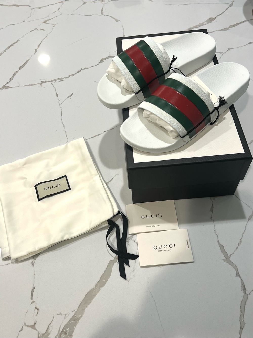 NWT Gucci
TF DNU Gucci Web Rubber Slide Sandal - Picture 2 of 6